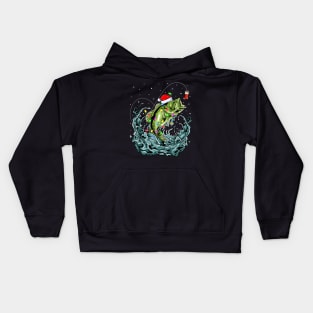 Bass Fishing Xmas Lighting Fisherman Fish Christmas Kids Hoodie